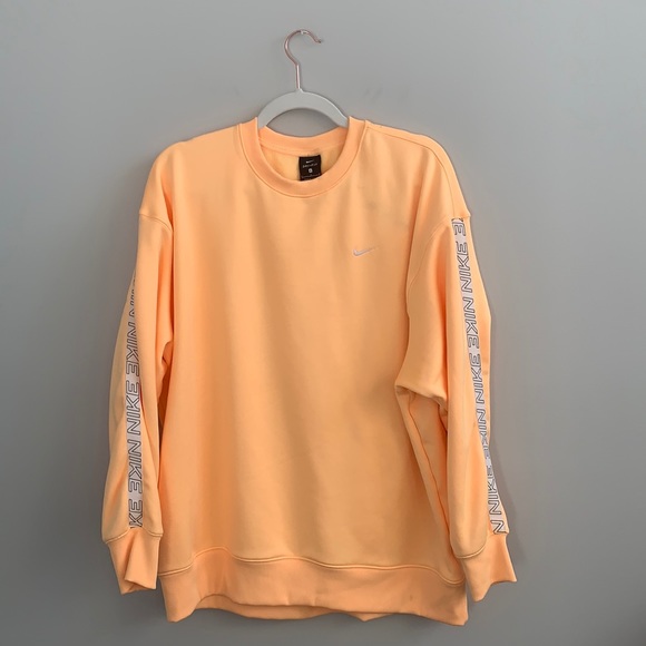 Nike Tops - Nike Tangerine Crewneck Pullover Sweater with Logo Tape Sleeve Detail